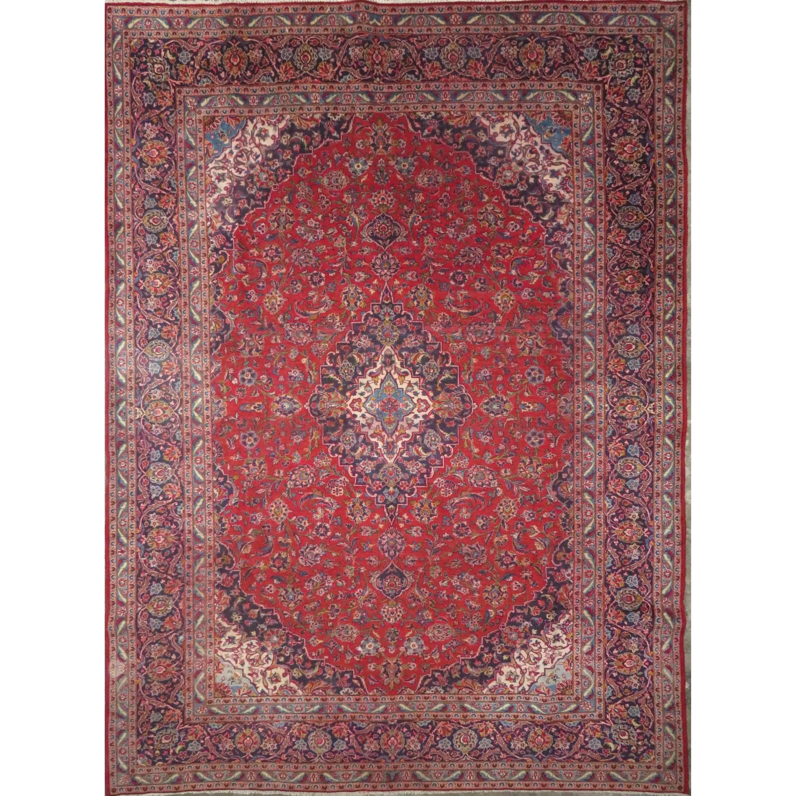Hand-Knotted Persian Wool Rug _ Luxurious Vintage Design, 13'1" x 9'4", Artisan Crafted